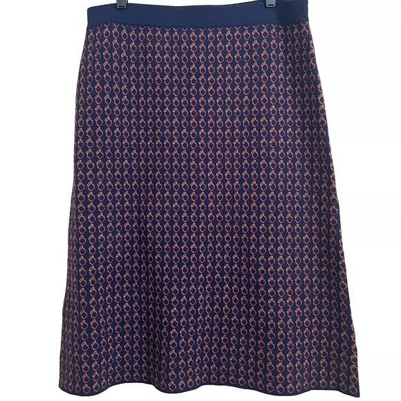 J. Crew Geometric Ring Print Midi Sweater Skirt XL Stretch Knit Business Casual - Picture 5 of 10